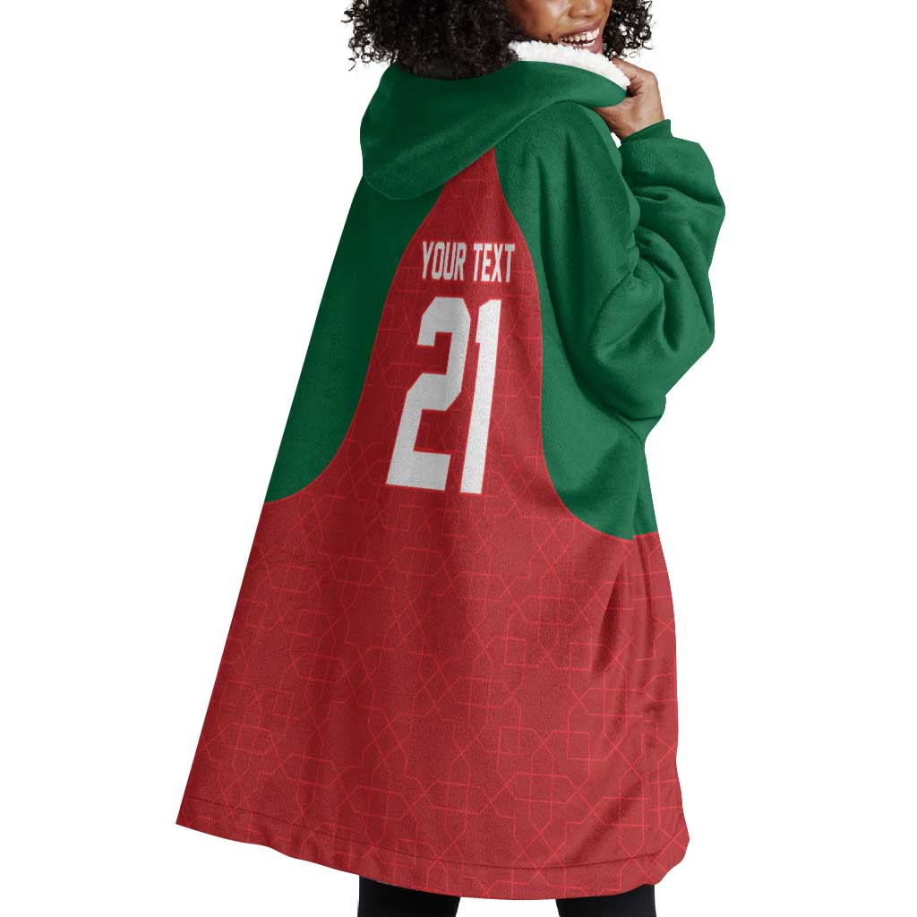 Custom Morocco Atlas Lions Wearable Blanket Hoodie African Football Champions 2025