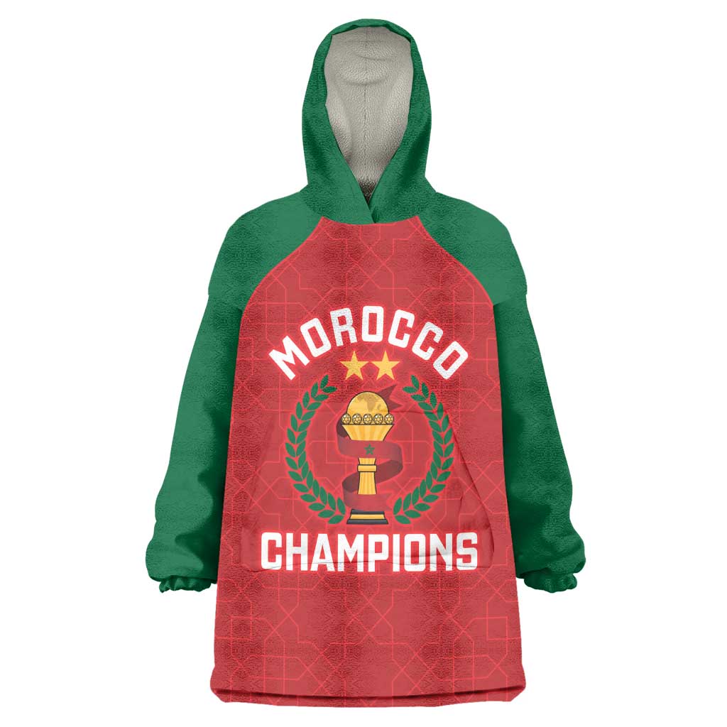 Custom Morocco Atlas Lions Wearable Blanket Hoodie African Football Champions 2025