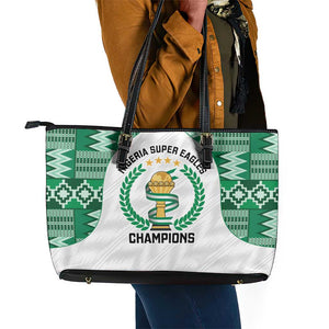 Nigeria Super Eagles Leather Tote Bag African Football Champions 2025