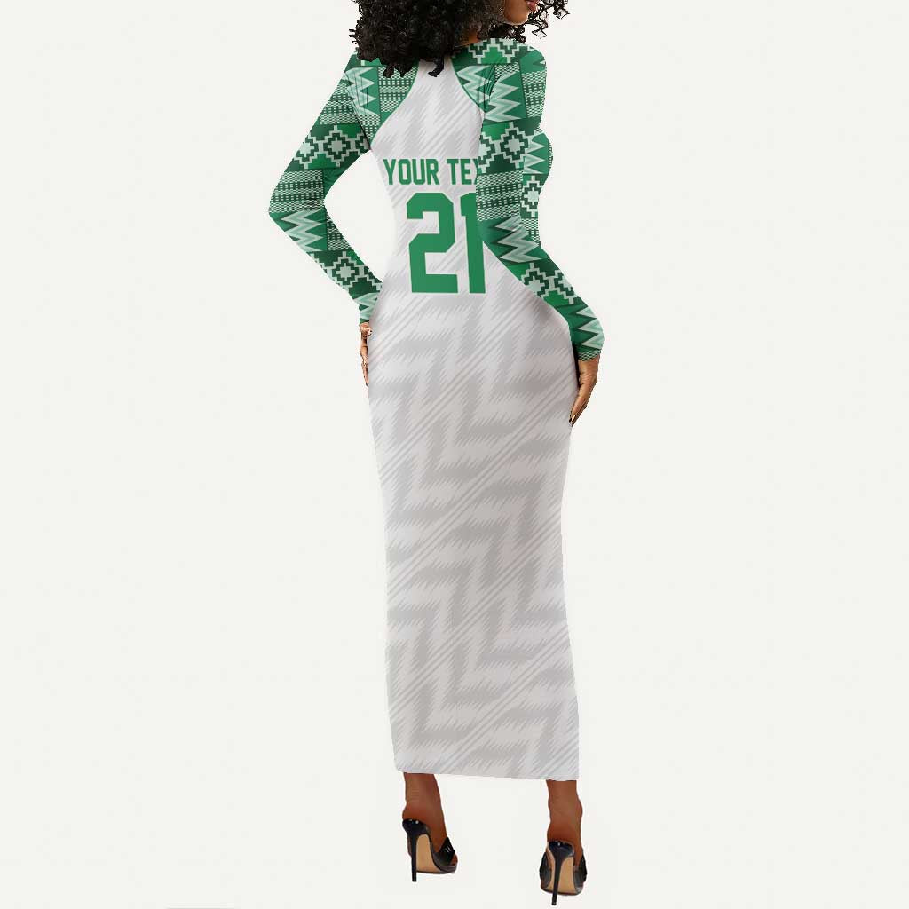 Custom Nigeria Super Eagles Long Sleeve Bodycon Dress African Football Champions 2025