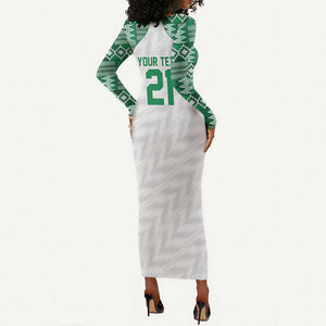 Custom Nigeria Super Eagles Long Sleeve Bodycon Dress African Football Champions 2025