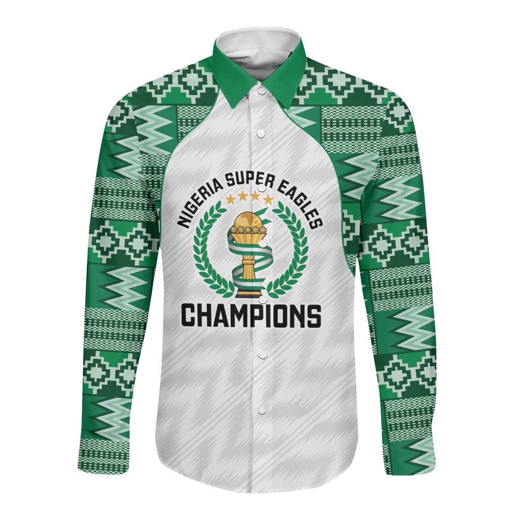 Custom Nigeria Super Eagles Long Sleeve Button Shirt African Football Champions 2025