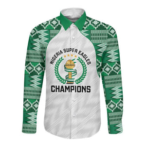 Custom Nigeria Super Eagles Long Sleeve Button Shirt African Football Champions 2025