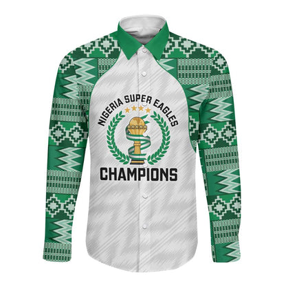 Custom Nigeria Super Eagles Long Sleeve Button Shirt African Football Champions 2025
