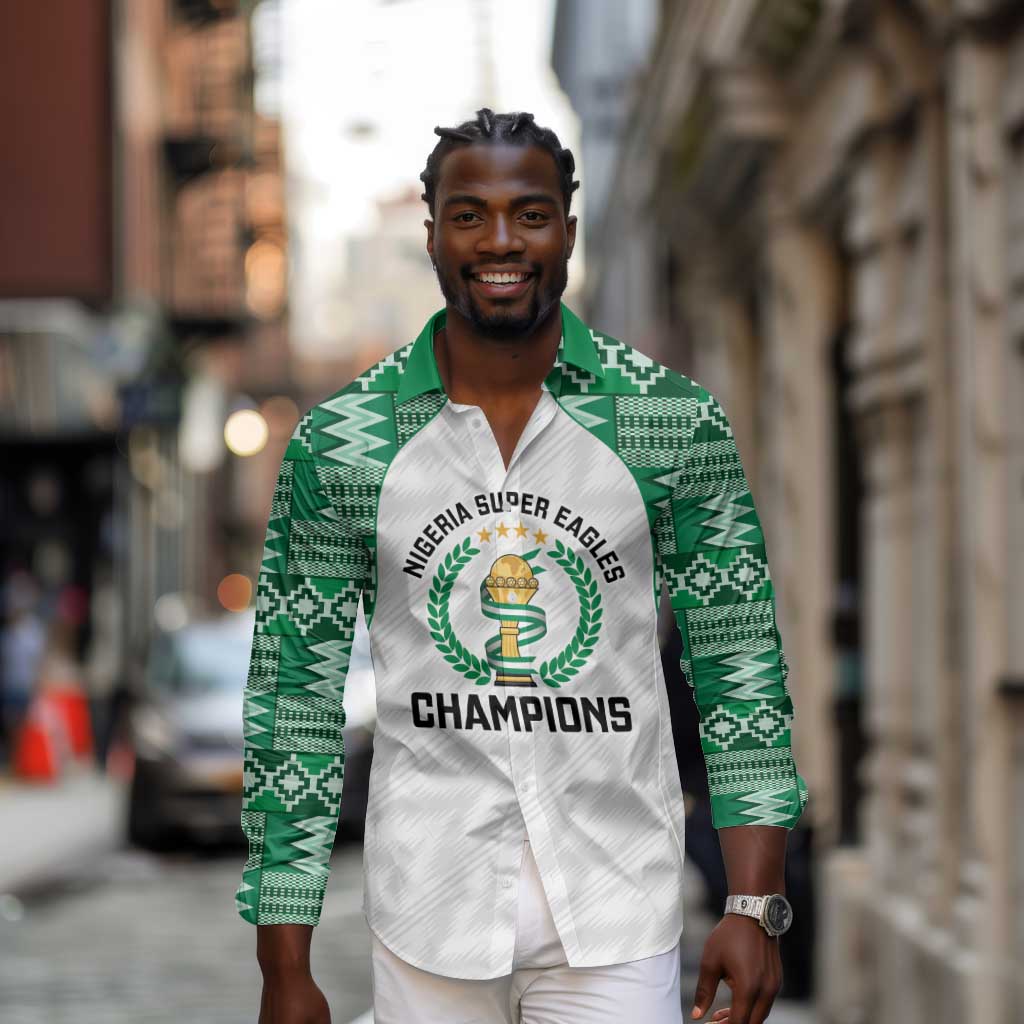 Custom Nigeria Super Eagles Long Sleeve Button Shirt African Football Champions 2025
