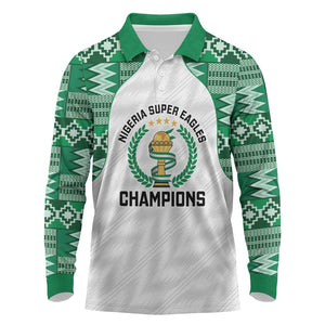Custom Nigeria Super Eagles Long Sleeve Polo Shirt African Football Champions 2025