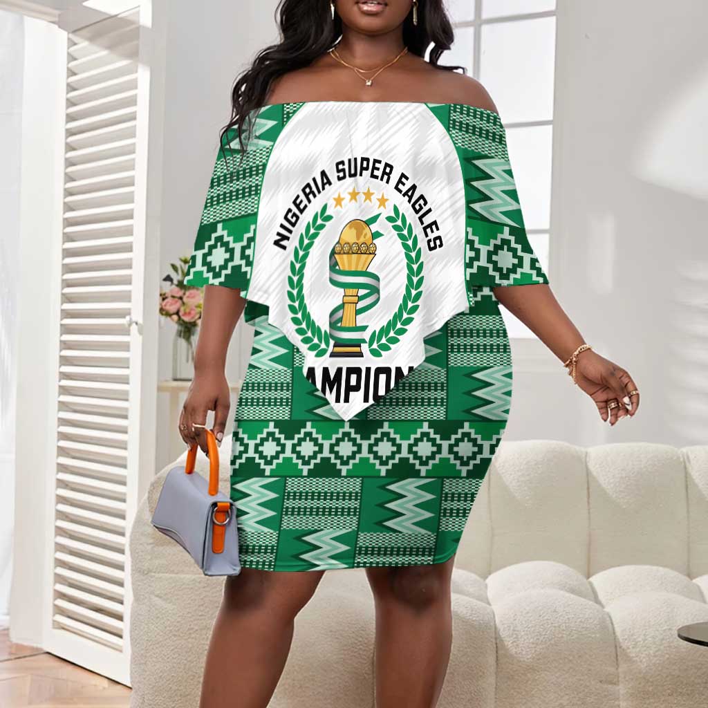 Custom Nigeria Super Eagles Off Shoulder Short Dress African Football Champions 2025