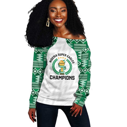 Custom Nigeria Super Eagles Off Shoulder Sweater African Football Champions 2025