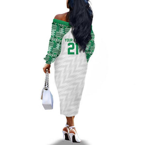 Custom Nigeria Super Eagles Off The Shoulder Long Sleeve Dress African Football Champions 2025