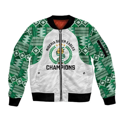 Custom Nigeria Super Eagles Sleeve Zip Bomber Jacket African Football Champions 2025