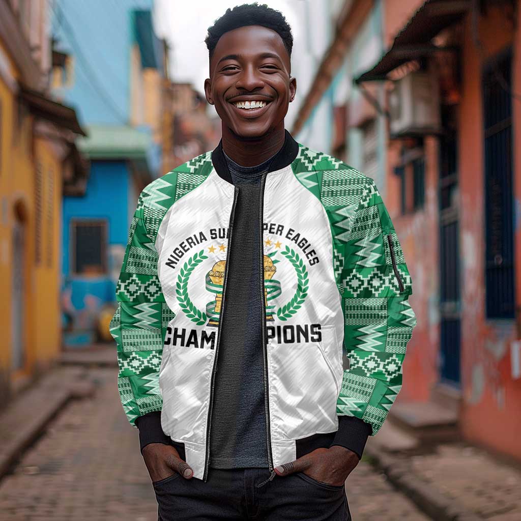 Custom Nigeria Super Eagles Sleeve Zip Bomber Jacket African Football Champions 2025