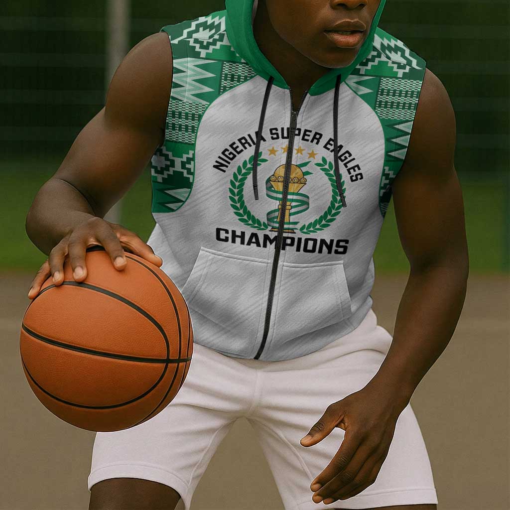 Custom Nigeria Super Eagles Sleeveless Zip Hoodie African Football Champions 2025