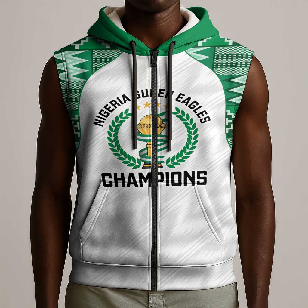 Custom Nigeria Super Eagles Sleeveless Zip Hoodie African Football Champions 2025