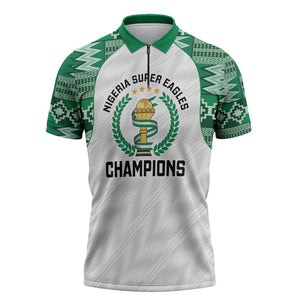 Custom Nigeria Super Eagles Zipper Polo Shirt African Football Champions 2025