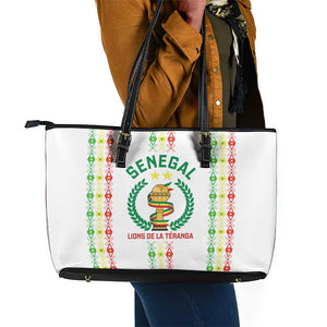 Senegal Lions of Teranga Leather Tote Bag African Football Champions 2025