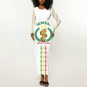 Custom Senegal Lions of Teranga Long Sleeve Bodycon Dress African Football Champions 2025