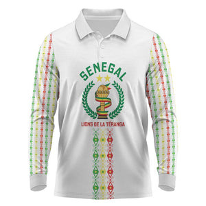 Custom Senegal Lions of Teranga Long Sleeve Polo Shirt African Football Champions 2025