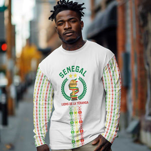Custom Senegal Lions of Teranga Long Sleeve Shirt African Football Champions 2025