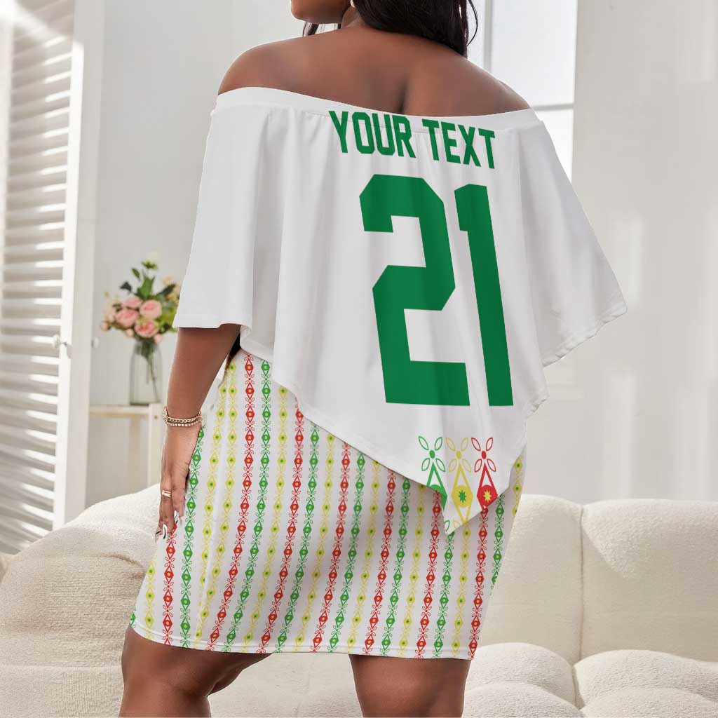 Custom Senegal Lions of Teranga Off Shoulder Short Dress African Football Champions 2025