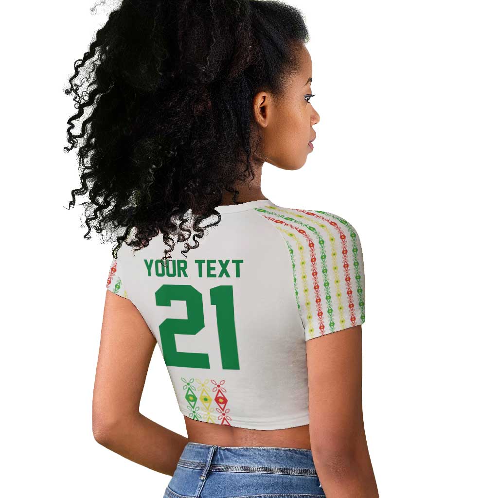 Custom Senegal Lions of Teranga Raglan Cropped T shirt African Football Champions 2025