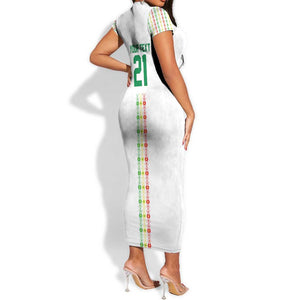 Custom Senegal Lions of Teranga Short Sleeve Bodycon Dress African Football Champions 2025
