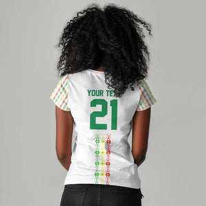Custom Senegal Lions of Teranga Women V-Neck T-Shirt African Football Champions 2025