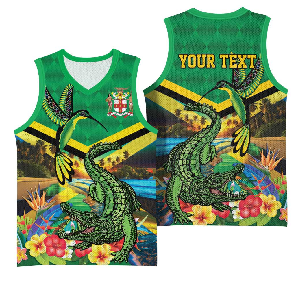 African-American Jamica Personalized Basketball Jersey Hummingbird and Crocodiles Tropical LT9