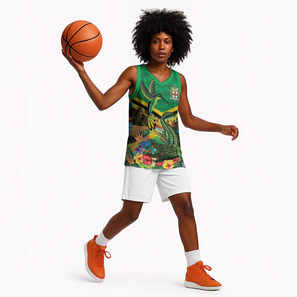 African-American Jamica Personalized Basketball Jersey Hummingbird and Crocodiles Tropical LT9