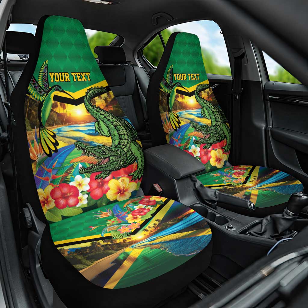 African-American Jamica Personalized Car Seat Cover Hummingbird and Crocodiles Tropical