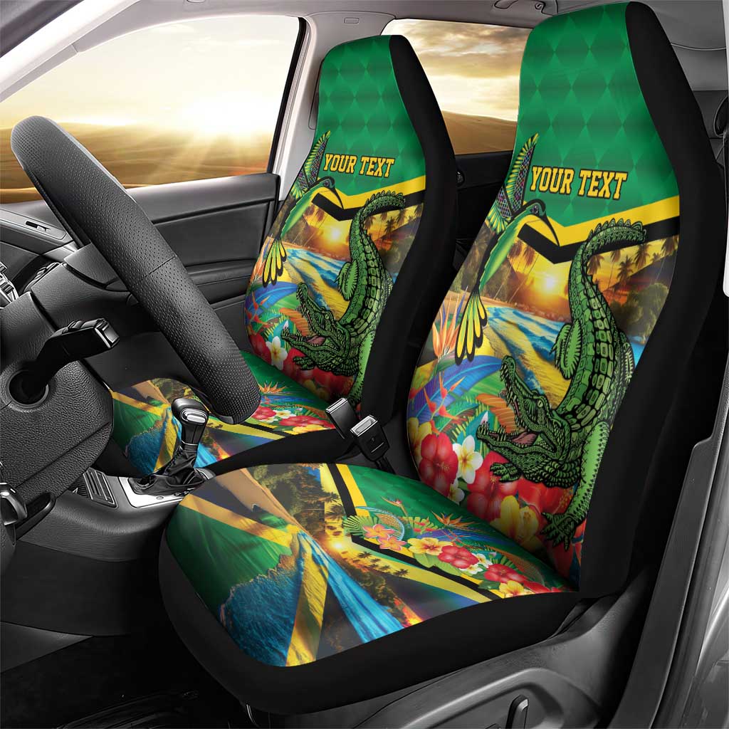 African-American Jamica Personalized Car Seat Cover Hummingbird and Crocodiles Tropical