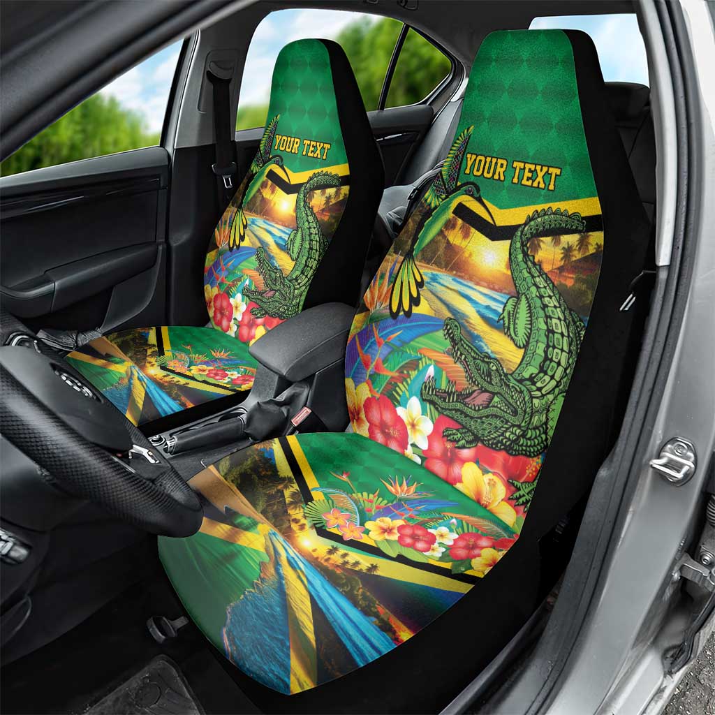 African-American Jamica Personalized Car Seat Cover Hummingbird and Crocodiles Tropical