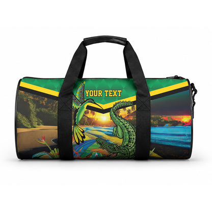 African-American Jamaica Personalized Duffle Bag Hummingbird and Crocodiles Tropical