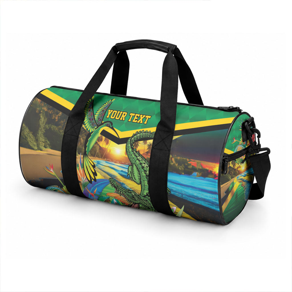 African-American Jamaica Personalized Duffle Bag Hummingbird and Crocodiles Tropical