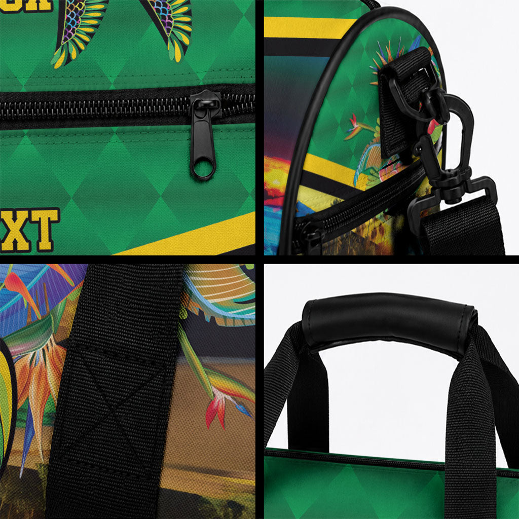 African-American Jamaica Personalized Duffle Bag Hummingbird and Crocodiles Tropical