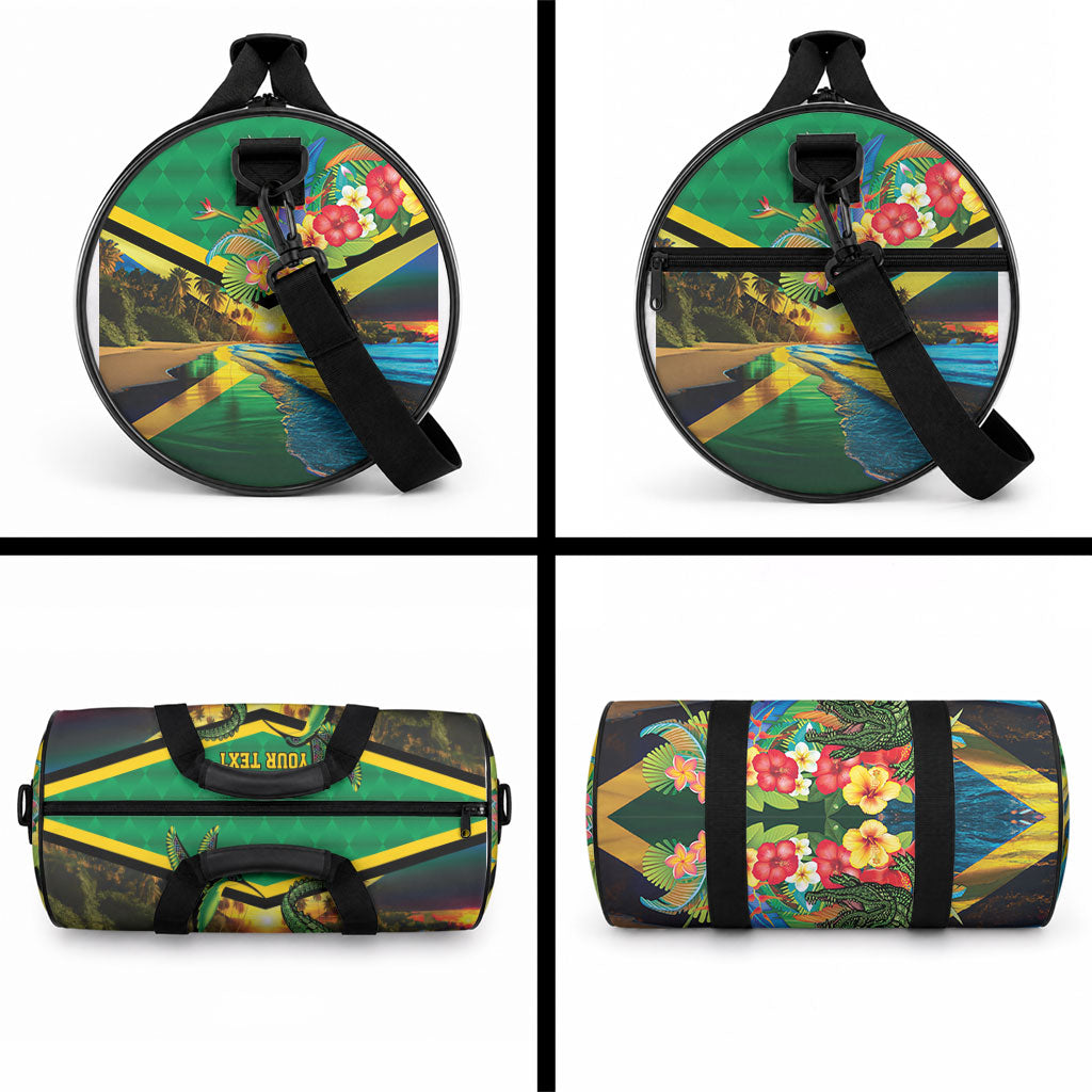 African-American Jamaica Personalized Duffle Bag Hummingbird and Crocodiles Tropical