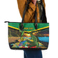 African-American Jamica Personalized Leather Tote Bag Hummingbird and Crocodiles Tropical