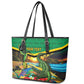 African-American Jamica Personalized Leather Tote Bag Hummingbird and Crocodiles Tropical