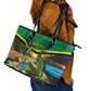 African-American Jamica Personalized Leather Tote Bag Hummingbird and Crocodiles Tropical