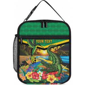 African-American Jamaica Personalized Lunch Bag Hummingbird and Crocodiles Tropical