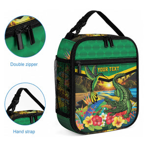 African-American Jamaica Personalized Lunch Bag Hummingbird and Crocodiles Tropical