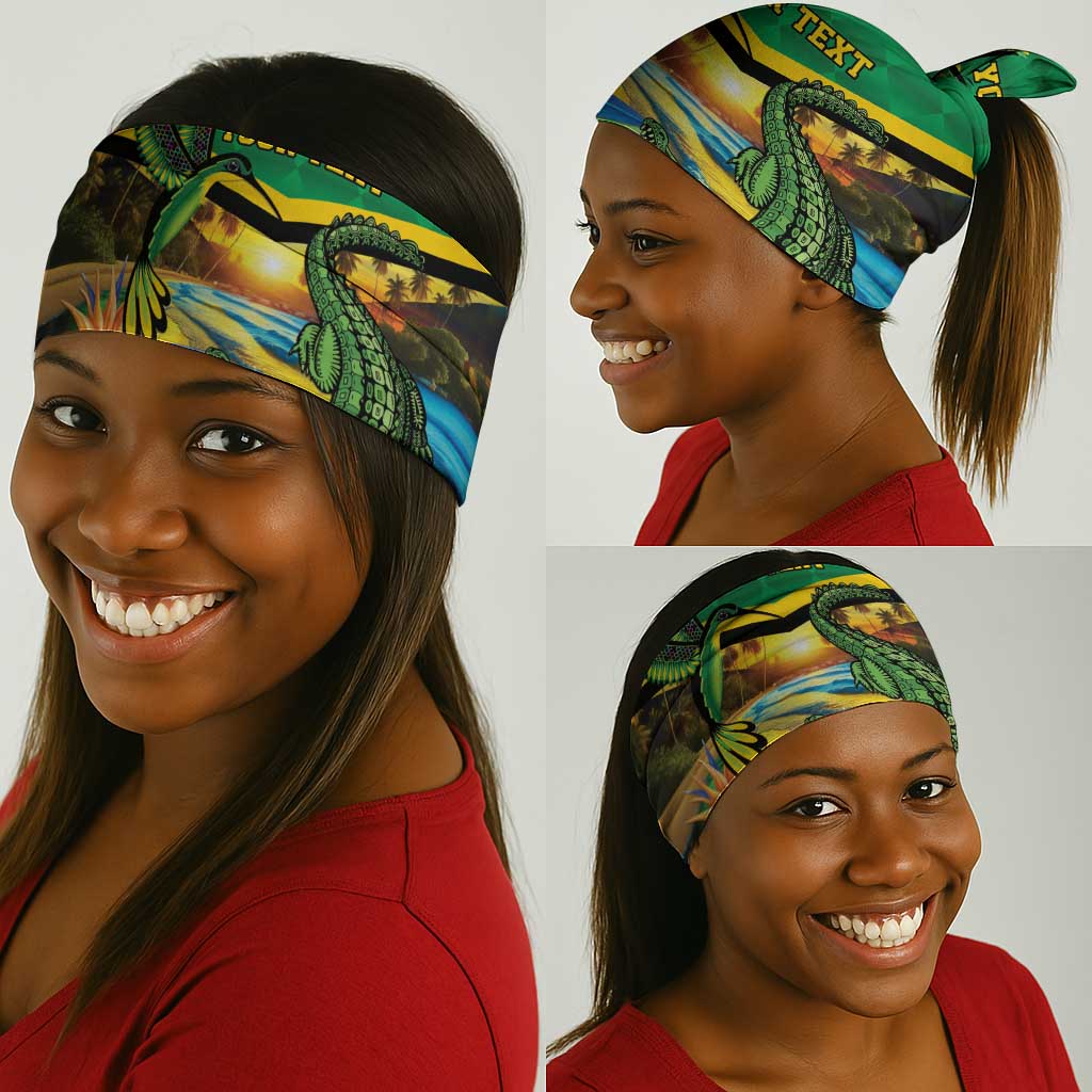 African-American Jamica Personalized Neck Gaiter Hummingbird and Crocodiles Tropical LT9