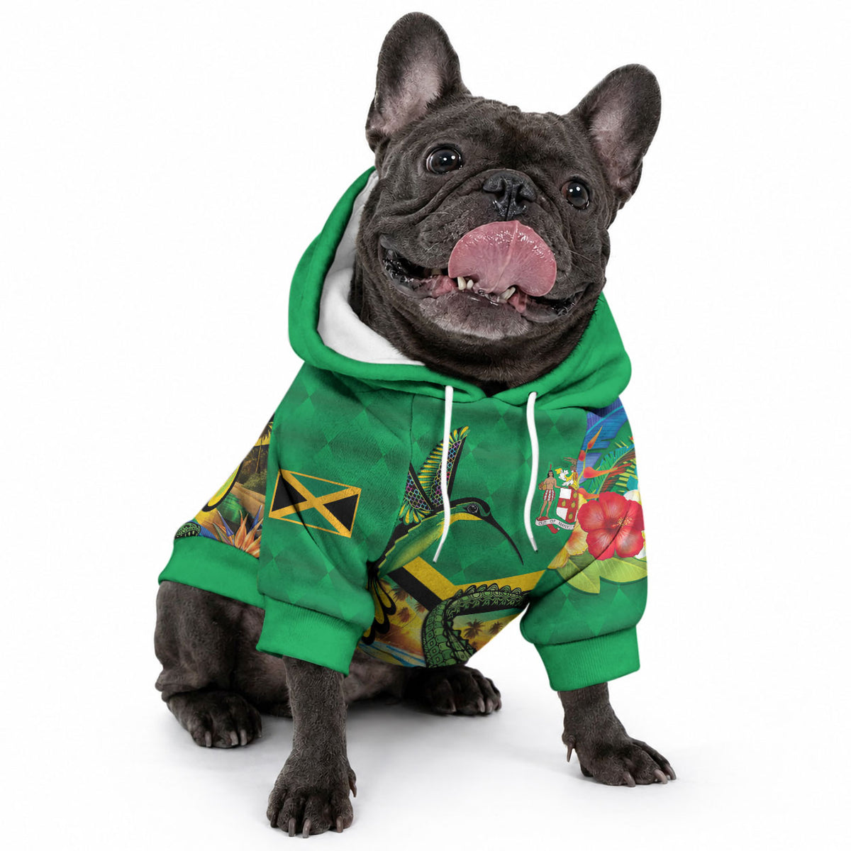 African-American Jamaica Personalized Pet Hoodie Hummingbird and Crocodiles Tropical