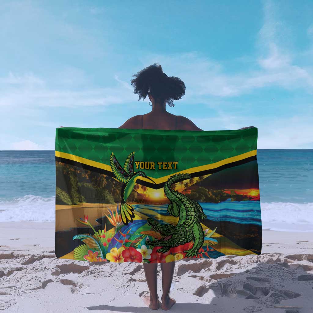 African-American Jamica Personalized Sarong Hummingbird and Crocodiles Tropical