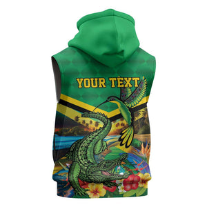 African-American Jamica Personalized Sleeveless Hoodie Hummingbird and Crocodiles Tropical - African Pride