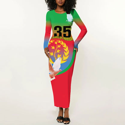 Eritrea 35th Anniversary Long Sleeve Bodycon Dress May 24 1991-2026 Proud To Be Eritrean