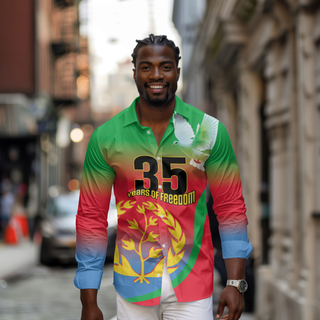 Eritrea 35th Anniversary Long Sleeve Button Shirt May 24 1991-2026 Proud To Be Eritrean