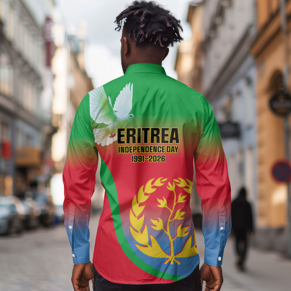 Eritrea 35th Anniversary Long Sleeve Button Shirt May 24 1991-2026 Proud To Be Eritrean