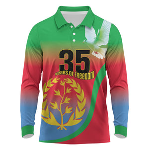 Eritrea 35th Anniversary Long Sleeve Polo Shirt May 24 1991-2026 Proud To Be Eritrean