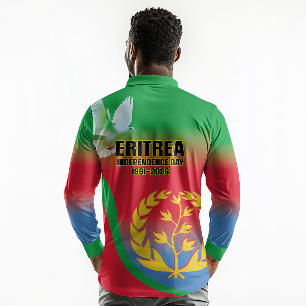 Eritrea 35th Anniversary Long Sleeve Polo Shirt May 24 1991-2026 Proud To Be Eritrean