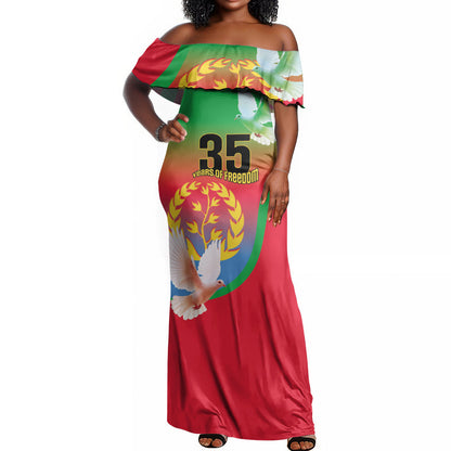 Eritrea 35th Anniversary Off Shoulder Maxi Dress May 24 1991-2026 Proud To Be Eritrean